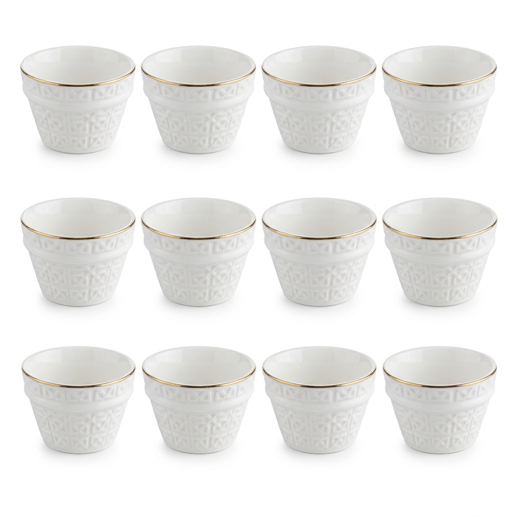Dallah Addar 12-Piece Ceramic Cawa Cup Set White - 80ml