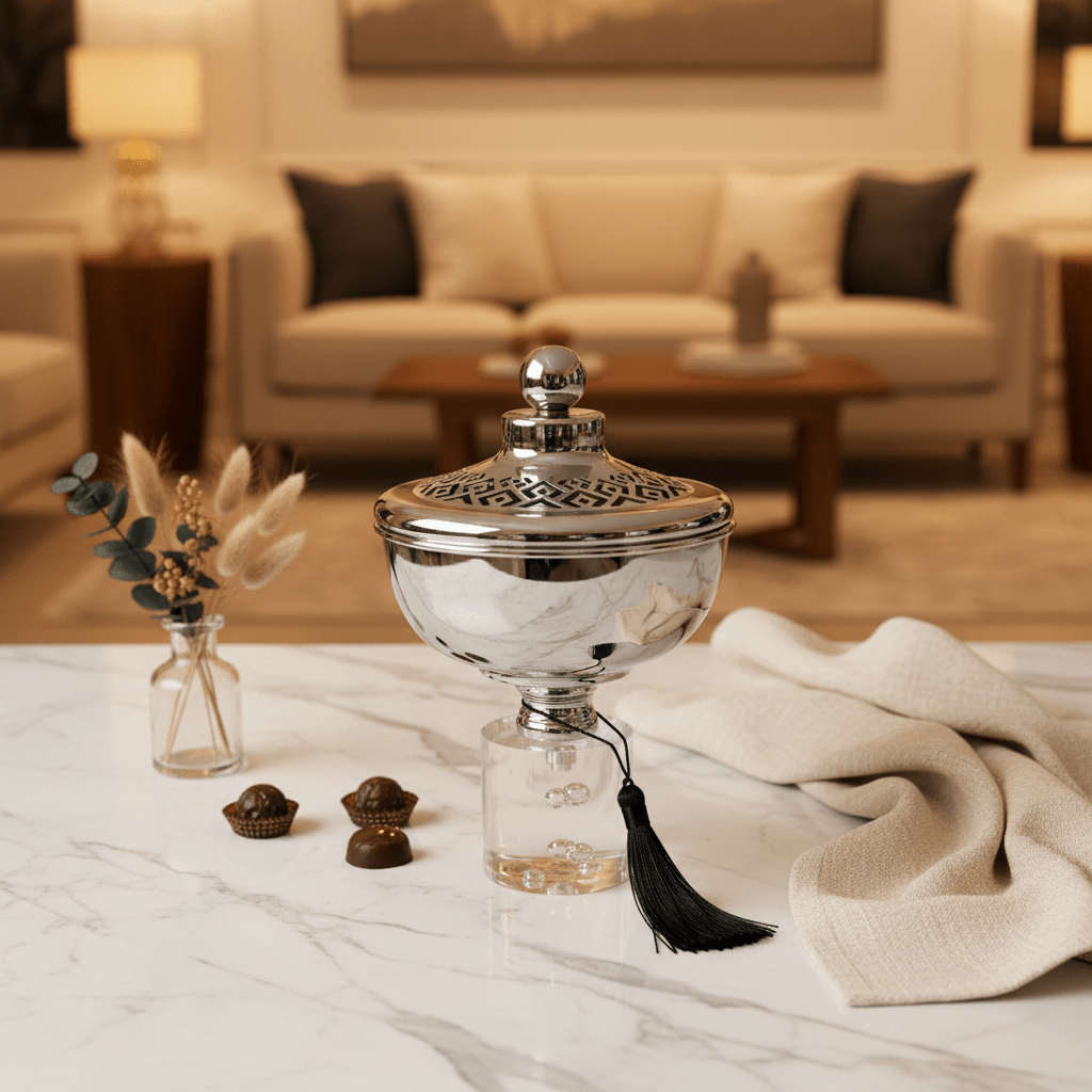 Acrylic Footed Silver Metal Candy Bowl with Lid - 22 × 13 cm - Al Kabayel Discount CentreAcrylic Footed Silver Metal Candy Bowl with Lid - 22 × 13 cmBowlsAKDCAl Kabayel Discount Centre