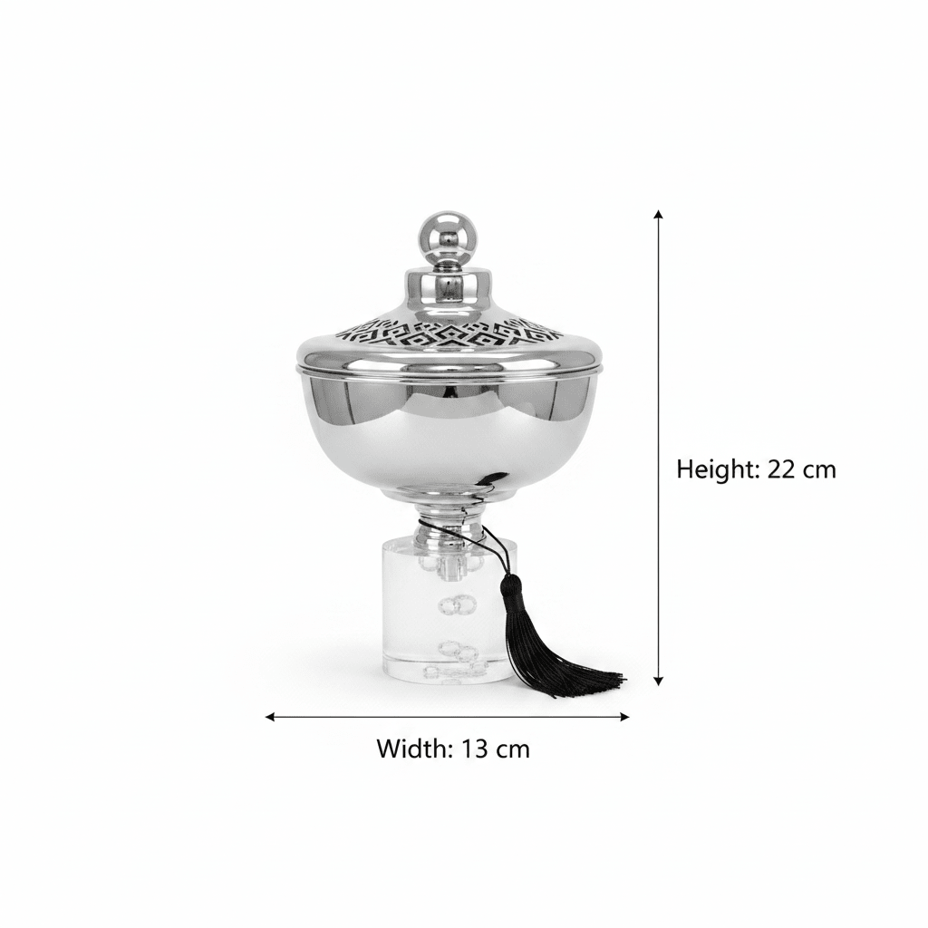 Acrylic Footed Silver Metal Candy Bowl with Lid - 22 × 13 cm - Al Kabayel Discount CentreAcrylic Footed Silver Metal Candy Bowl with Lid - 22 × 13 cmBowlsAKDCAl Kabayel Discount Centre