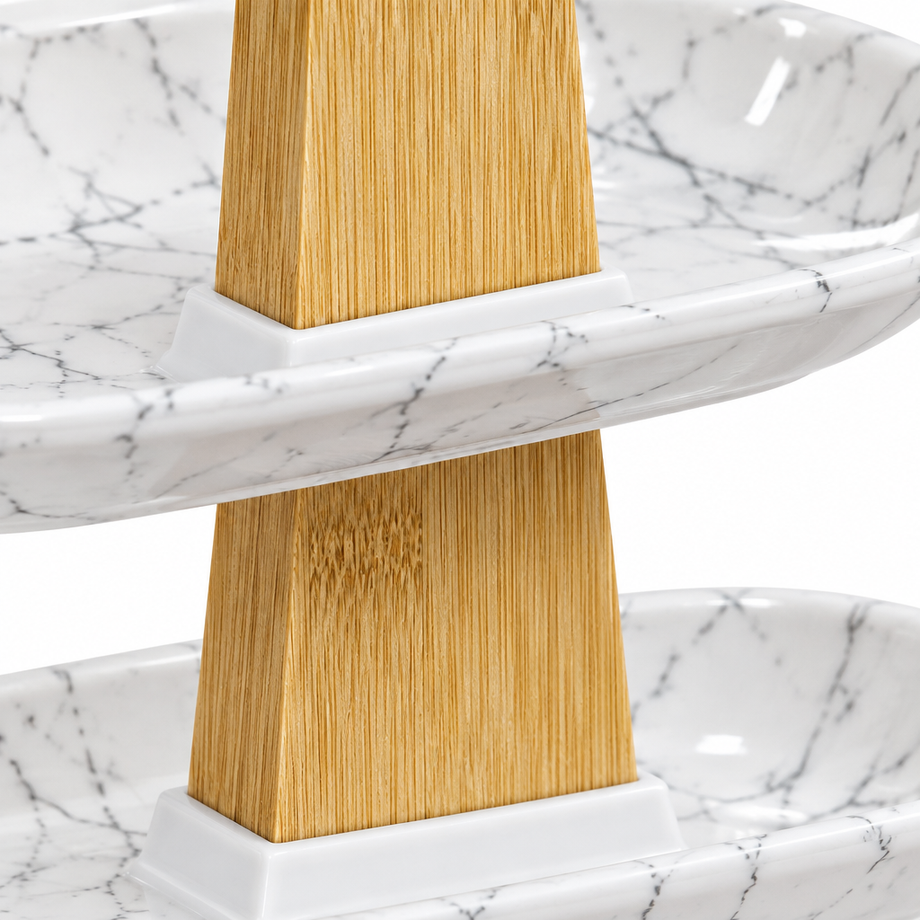Harmony Plastic & Wooden 3 Tier Candy Plate - 30cm