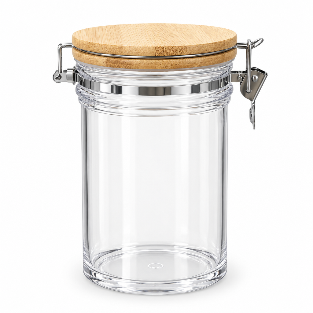 Acrylic Canister with Wooden Lid - 1 Litre
