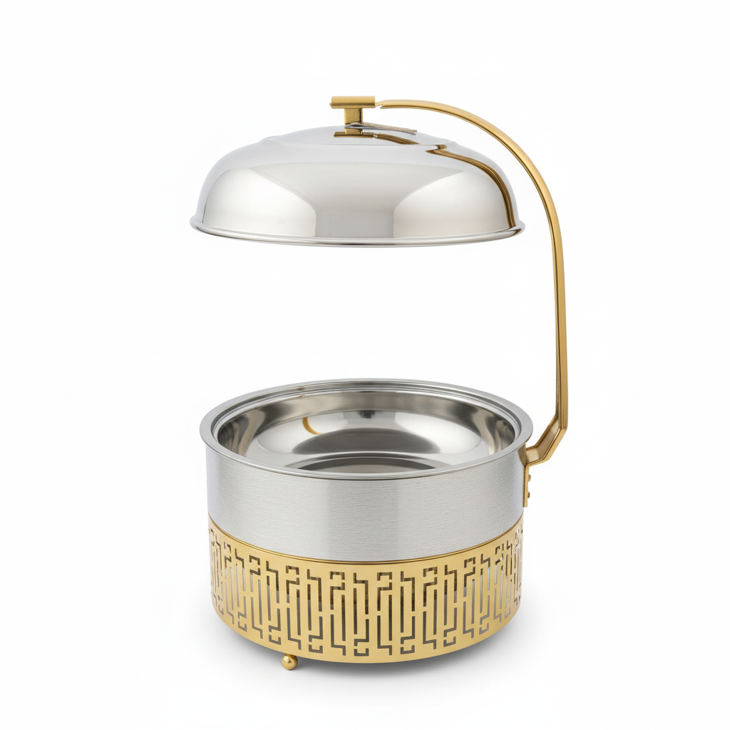 Almarjan Stainless Steel Chafing Dish Silver & Gold - 3 Liters