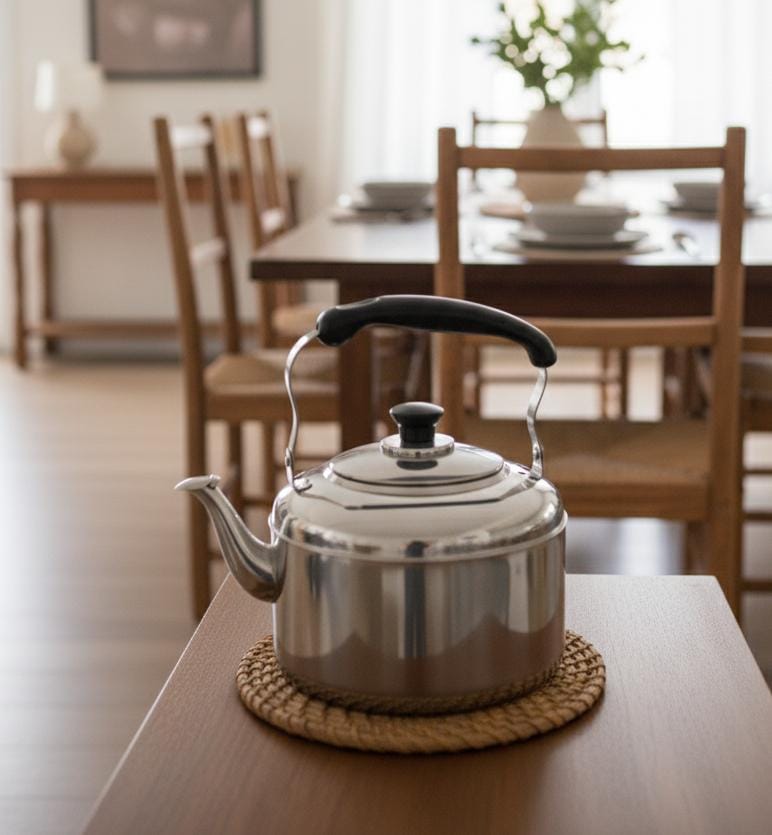 AFCO Large Stainless Steel Whistling Kettle 5 Litre – Durable Heavy - Duty Construction, Stylish Silver Shine, Whistle Alert System, Suitable for Family Kitchens - Al Kabayel Discount CentreAFCO Large Stainless Steel Whistling Kettle 5 Litre – Durable Heavy - Duty Construction, Stylish Silver Shine, Whistle Alert System, Suitable for Family KitchensTea/Coffee PotsAFCOAl Kabayel Discount Centre