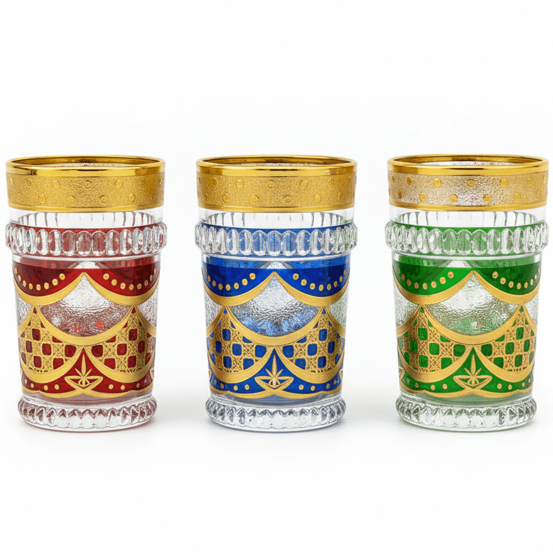 AFCO Moroccan Style Decorative Glass Tumbler Set of 3 | 175ml | Gold Enamel Tea Glasses - Al Kabayel Discount CentreAFCO Moroccan Style Decorative Glass Tumbler Set of 3 | 175ml | Gold Enamel Tea GlassesTumblersAFCOAl Kabayel Discount Centre