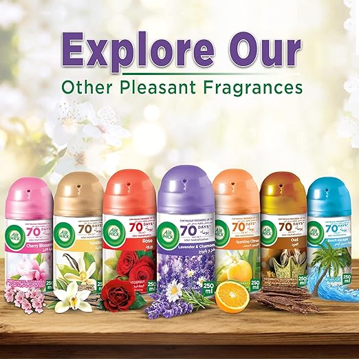 Air Wick Air Freshener Freshmatic Auto Spray Lavender & Chamomile Gadget and 1 Refill, Eliminates Bad Odour like Cat Litter Smell, 250 ml - Al Kabayel Discount CenterAir Wick Air Freshener Freshmatic Auto Spray Lavender & Chamomile Gadget and 1 Refill, Eliminates Bad Odour like Cat Litter Smell, 250 mlHome FragrancesAIR WICKAl Kabayel Discount Center