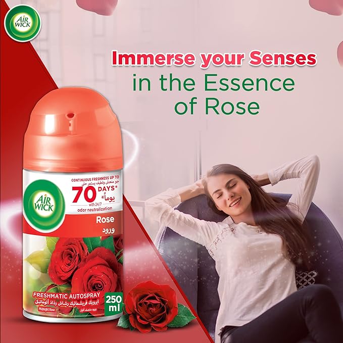 Air Wick Air Freshener Freshmatic Refill Rose, 250ml - Al Kabayel Discount CenterAir Wick Air Freshener Freshmatic Refill Rose, 250mlHome FragrancesAIR WICKAl Kabayel Discount Center