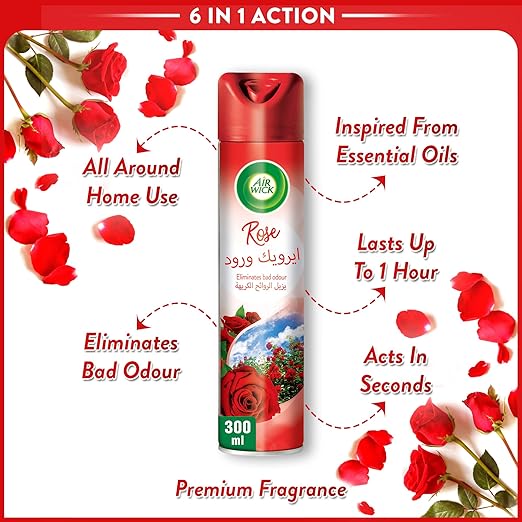 Air wick Freshener Aerosol Rose 300ml, Pack of 3 - Al Kabayel Discount CenterAir wick Freshener Aerosol Rose 300ml, Pack of 3Home FragrancesAIR WICKAl Kabayel Discount Center