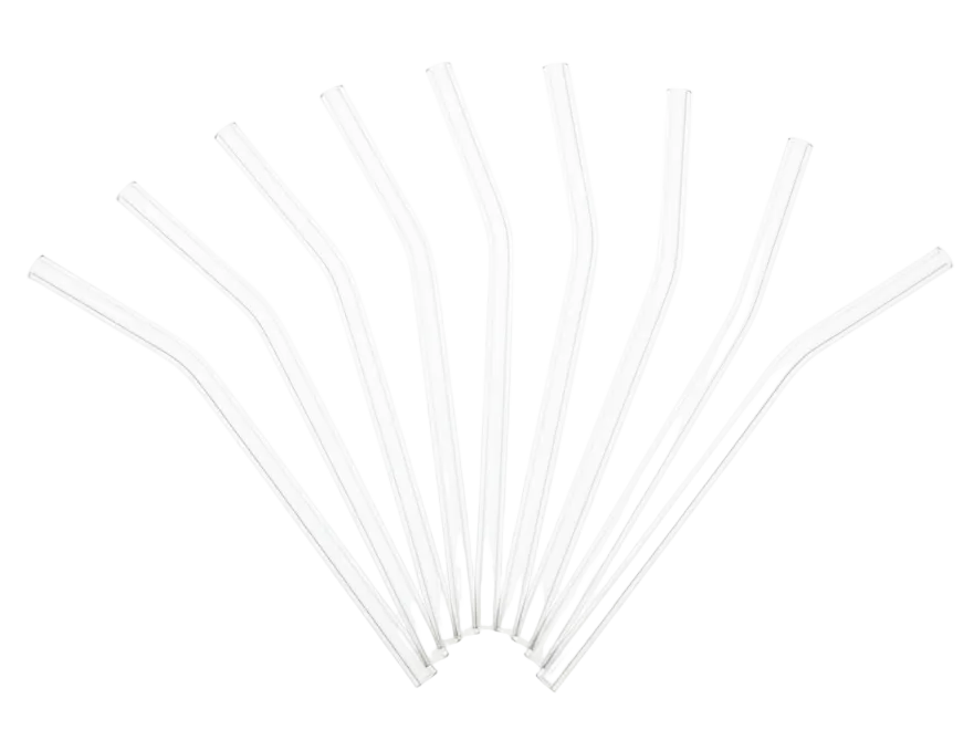 AKDC 10pc Glass Straw 8mm, Clear & Transparrent