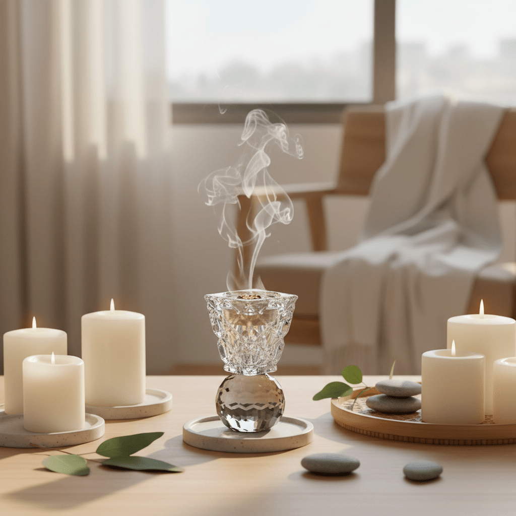 AKDC 12cm Black Crystal Incense Burner for Aromatherapy, Stress Relief, Meditation, and Modern Home Decoration - Al Kabayel Discount CentreAKDC 12cm Black Crystal Incense Burner for Aromatherapy, Stress Relief, Meditation, and Modern Home DecorationIncense BurnerAKDCAl Kabayel Discount Centre