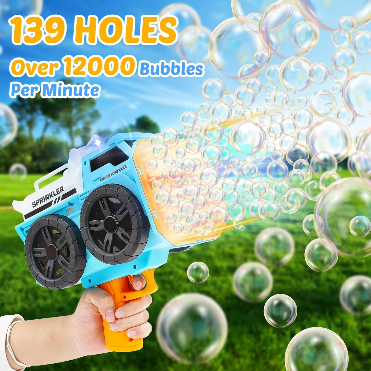 AKDC 139 Holes Battery Operated Powerful Sprinkler Bubble Car Gun, Cyan - Al Kabayel Discount CentreAKDC 139 Holes Battery Operated Powerful Sprinkler Bubble Car Gun, CyanBlaster & foam playAKDCAl Kabayel Discount Centre