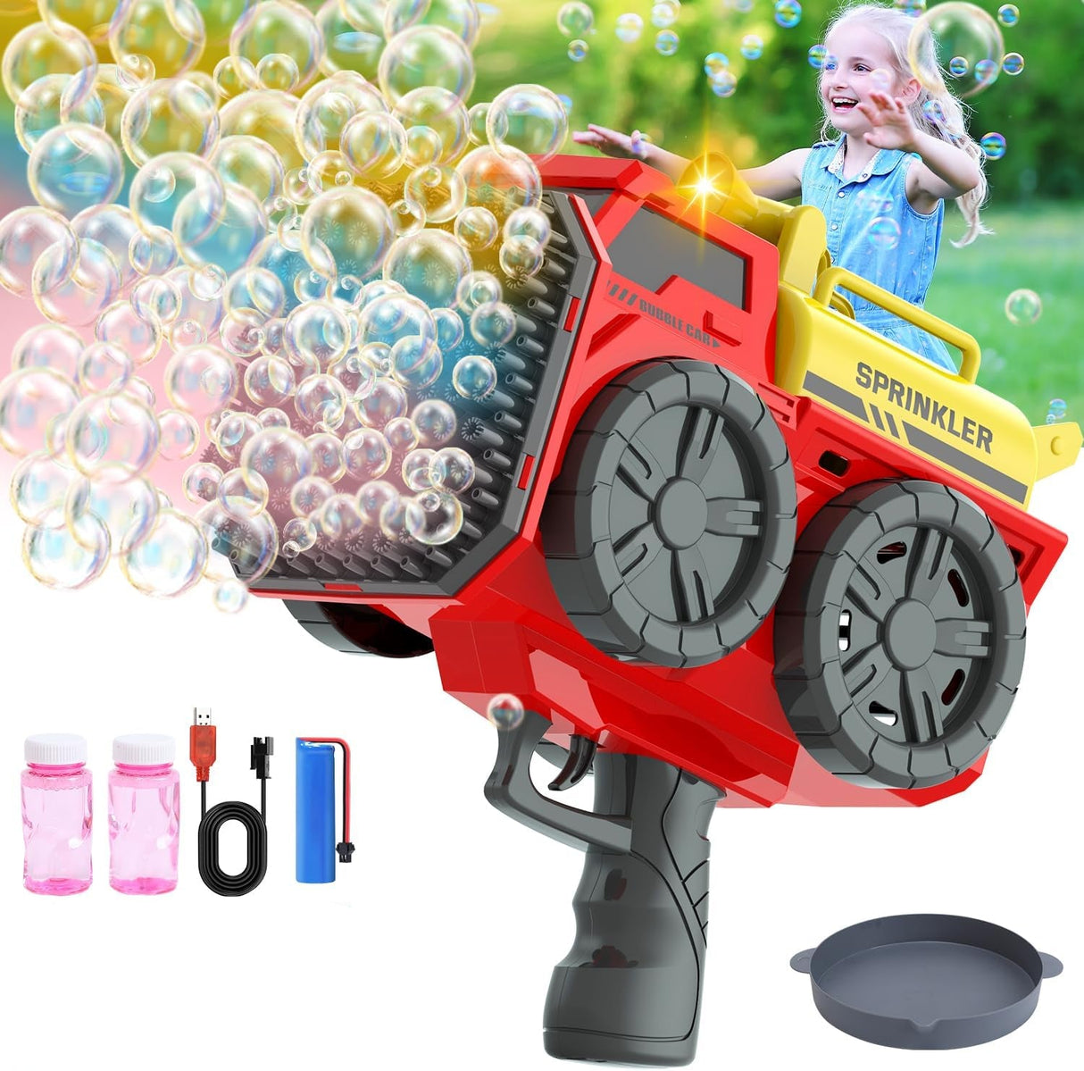 AKDC 139 Holes Battery Operated Powerful Sprinkler Bubble Car Gun, Red - Al Kabayel Discount CentreAKDC 139 Holes Battery Operated Powerful Sprinkler Bubble Car Gun, RedBlaster & foam playAKDCAl Kabayel Discount Centre