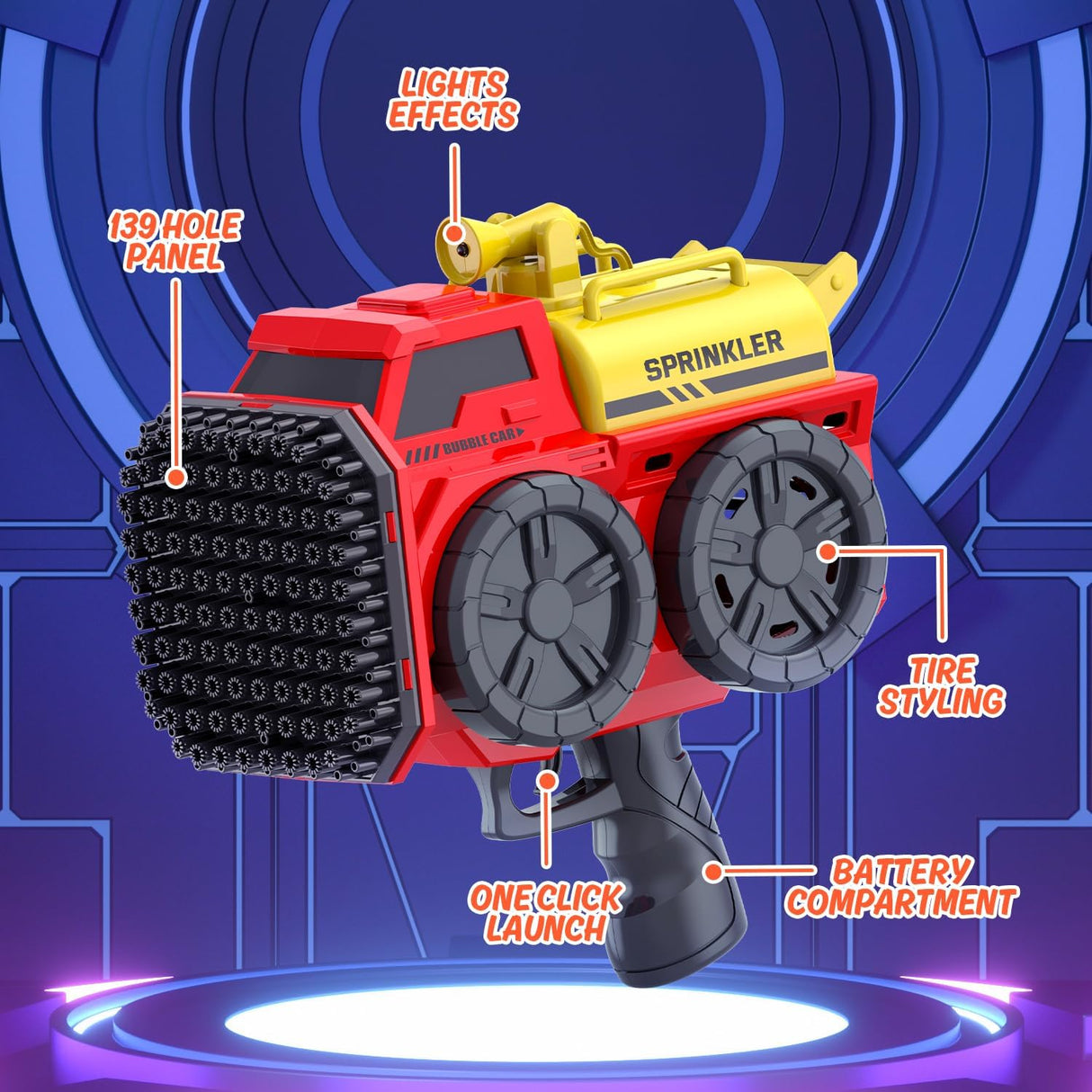 AKDC 139 Holes Battery Operated Powerful Sprinkler Bubble Car Gun, Red - Al Kabayel Discount CentreAKDC 139 Holes Battery Operated Powerful Sprinkler Bubble Car Gun, RedBlaster & foam playAKDCAl Kabayel Discount Centre