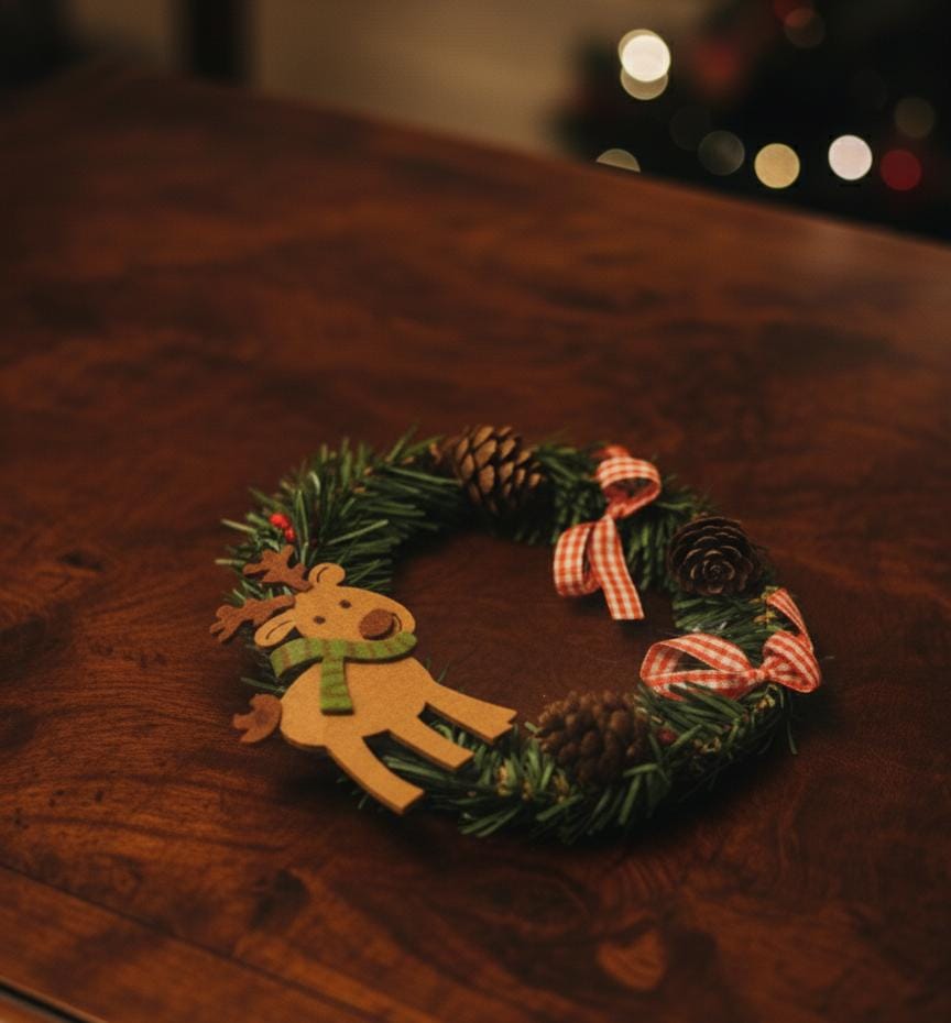 AKDC 14cm Mini Christmas Wreath | Green Leaves with Deer Design Holiday Hanging Ornament - Al Kabayel Discount CentreAKDC 14cm Mini Christmas Wreath | Green Leaves with Deer Design Holiday Hanging OrnamentHome Décor AccentsAKDCAl Kabayel Discount Centre