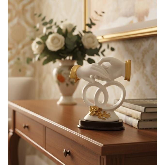 AKDC 16×15cm Ceramic Hands Décor in White with Gold Finish | Artistic Decorative Sculpture for Stylish Interiors - Al Kabayel Discount CentreAKDC 16×15cm Ceramic Hands Décor in White with Gold Finish | Artistic Decorative Sculpture for Stylish InteriorsHome Décor AccentsAKDCAl Kabayel Discount Centre