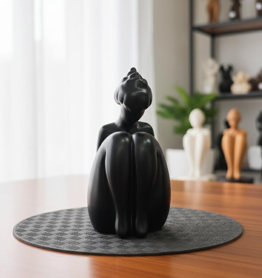 AKDC 19cm Ceramic Sitting Female Figurine in Black | Modern Decorative Accent Piece for Sophisticated Interiors - Al Kabayel Discount CentreAKDC 19cm Ceramic Sitting Female Figurine in Black | Modern Decorative Accent Piece for Sophisticated InteriorsHome Décor AccentsAKDCAl Kabayel Discount Centre