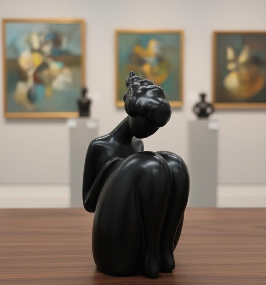 AKDC 19cm Ceramic Sitting Female Figurine in Black | Modern Decorative Accent Piece for Sophisticated Interiors - Al Kabayel Discount CentreAKDC 19cm Ceramic Sitting Female Figurine in Black | Modern Decorative Accent Piece for Sophisticated InteriorsHome Décor AccentsAKDCAl Kabayel Discount Centre