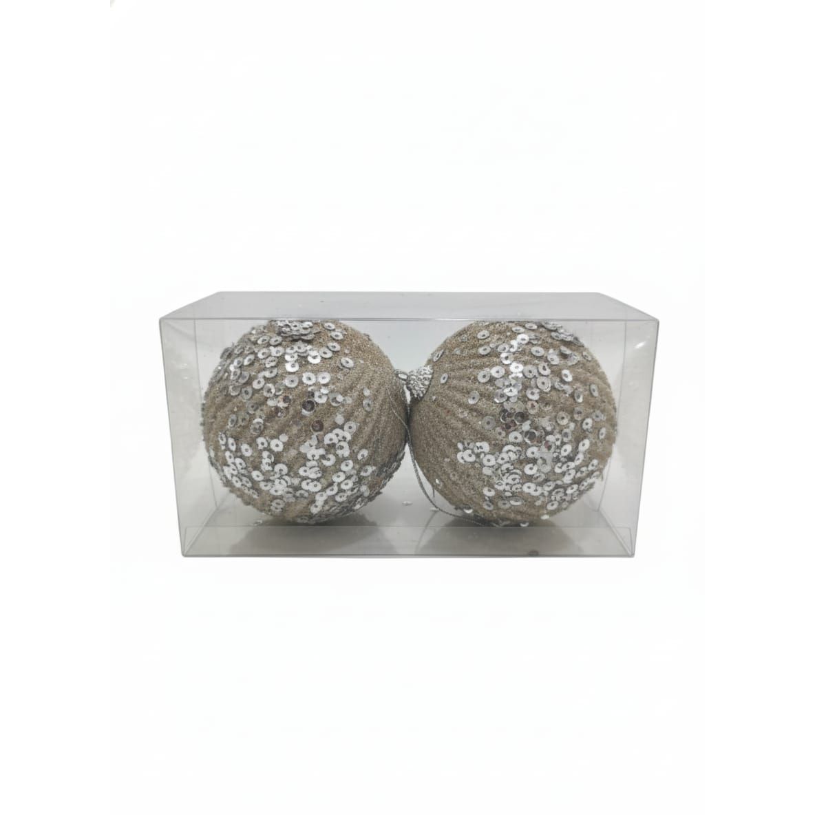 AKDC 2 - Piece 10 cm Gold Christmas Hanging Ball Décor – Silver Sequin Glitter Design for Tree Decoration - Al Kabayel Discount CentreAKDC 2 - Piece 10 cm Gold Christmas Hanging Ball Décor – Silver Sequin Glitter Design for Tree DecorationHome Décor AccentsAKDCAl Kabayel Discount Centre