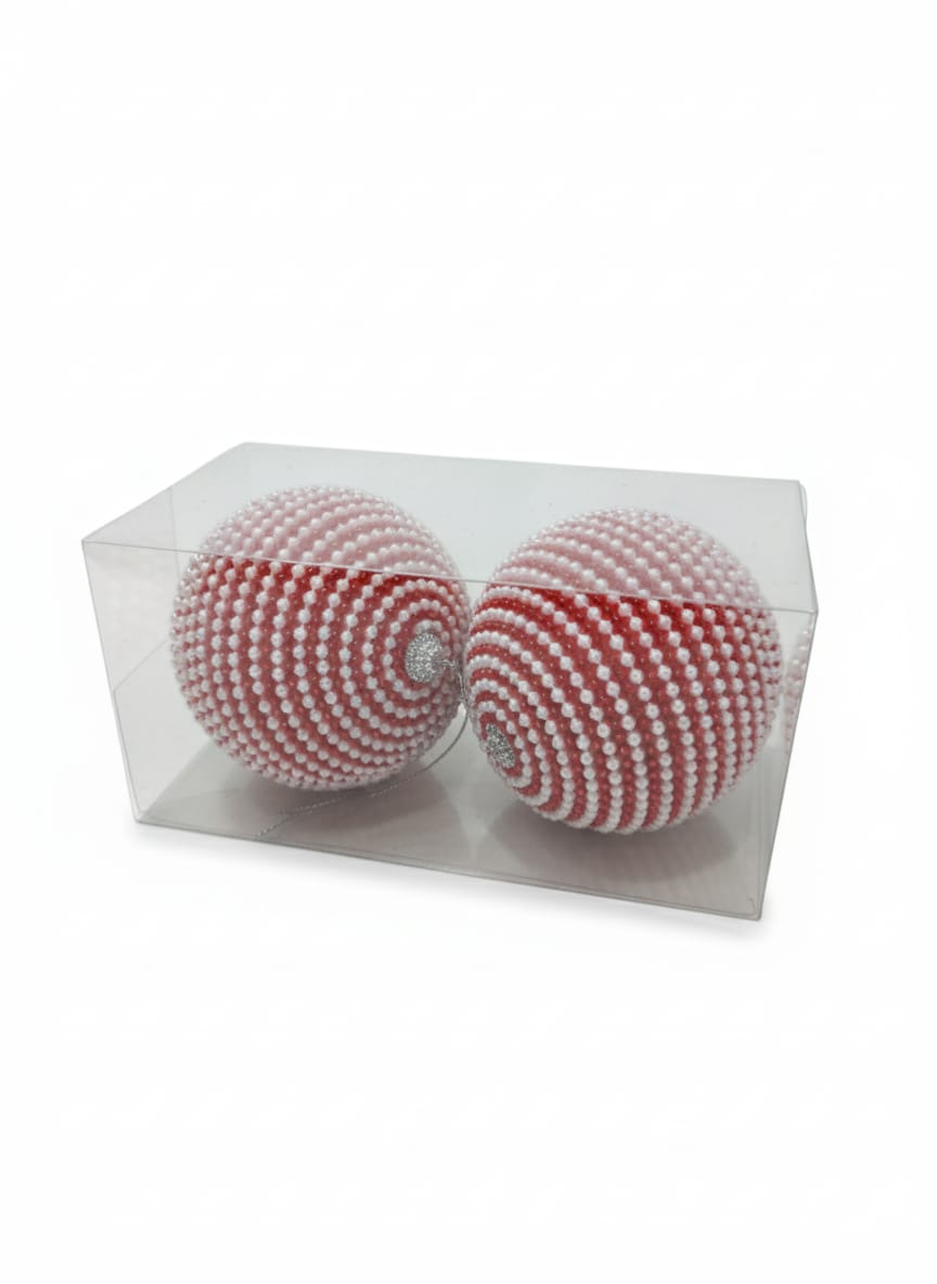 AKDC 2 - Piece 10 cm Red & White Pearl Christmas Hanging Ball Décor – Festive Ornament Set for Holiday Decoration - Al Kabayel Discount CentreAKDC 2 - Piece 10 cm Red & White Pearl Christmas Hanging Ball Décor – Festive Ornament Set for Holiday DecorationHome Décor AccentsAKDCAl Kabayel Discount Centre