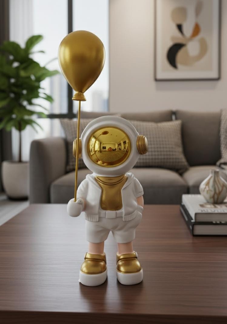 AKDC 20cm Ceramic Astronaut Holding Balloon Décor in White with Gold | Elegant Space - Themed Home Décor Accent - Al Kabayel Discount CentreAKDC 20cm Ceramic Astronaut Holding Balloon Décor in White with Gold | Elegant Space - Themed Home Décor AccentHome Décor AccentsAKDCAl Kabayel Discount Centre