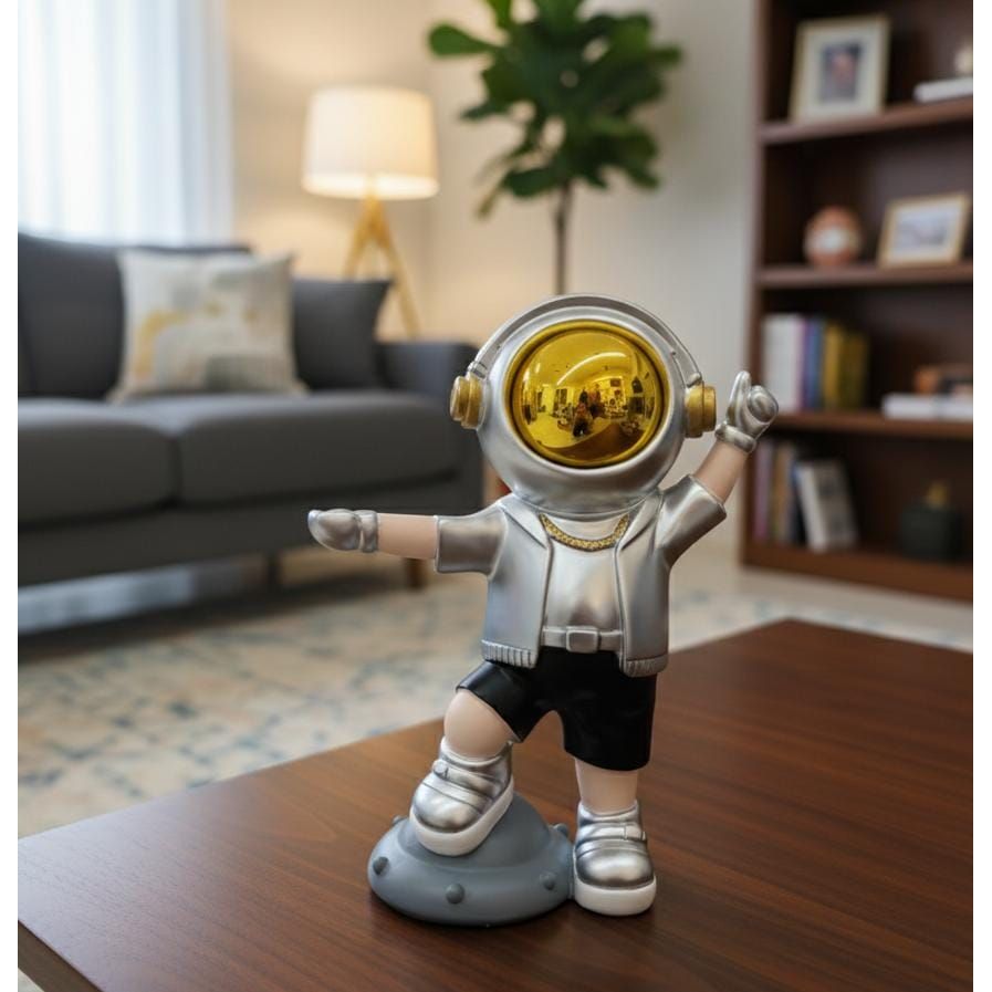 AKDC 21cm Ceramic Astronaut Figurine in Silver with Gold Accents | Luxury Modern Space Décor Sculpture - Al Kabayel Discount CentreAKDC 21cm Ceramic Astronaut Figurine in Silver with Gold Accents | Luxury Modern Space Décor SculptureHome Décor AccentsAKDCAl Kabayel Discount Centre