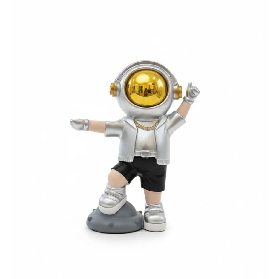 AKDC 21cm Ceramic Astronaut Figurine in Silver with Gold Accents | Luxury Modern Space Décor Sculpture - Al Kabayel Discount CentreAKDC 21cm Ceramic Astronaut Figurine in Silver with Gold Accents | Luxury Modern Space Décor SculptureHome Décor AccentsAKDCAl Kabayel Discount Centre