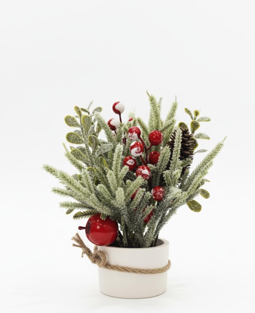 AKDC 21cm Elegant Snowy Christmas Tree with Red Berries | Mini Tabletop Holiday Centerpiece - Al Kabayel Discount CentreAKDC 21cm Elegant Snowy Christmas Tree with Red Berries | Mini Tabletop Holiday CenterpieceHome Décor AccentsAKDCAl Kabayel Discount Centre