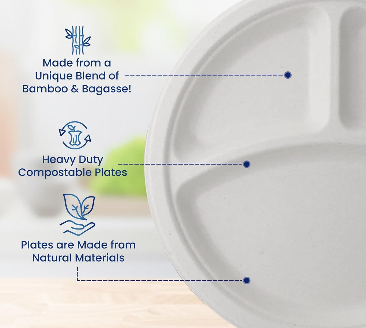 AKDC 3 - Compartment Sugarcane Pulp Paper Plates 10 Inch – 25 Piece Pack - Al Kabayel Discount CentreAKDC 3 - Compartment Sugarcane Pulp Paper Plates 10 Inch – 25 Piece PackDisposablesAKDCAl Kabayel Discount Centre