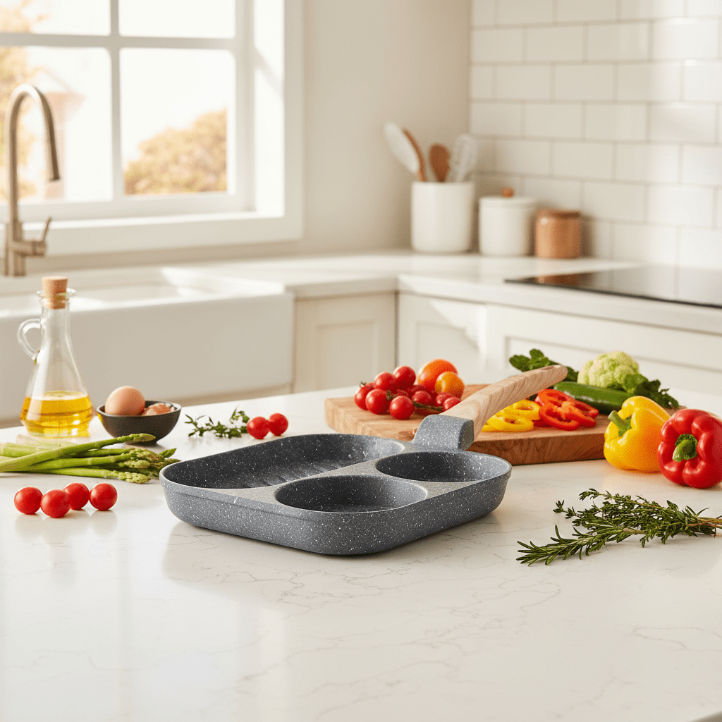 AKDC 3 - in - 1 Multi - Section Non - Stick Pan with Wooden Handle – Gray, 20 cm - Al Kabayel Discount CentreAKDC 3 - in - 1 Multi - Section Non - Stick Pan with Wooden Handle – Gray, 20 cmFrying Pan & Grill PanAKDCAl Kabayel Discount Centre