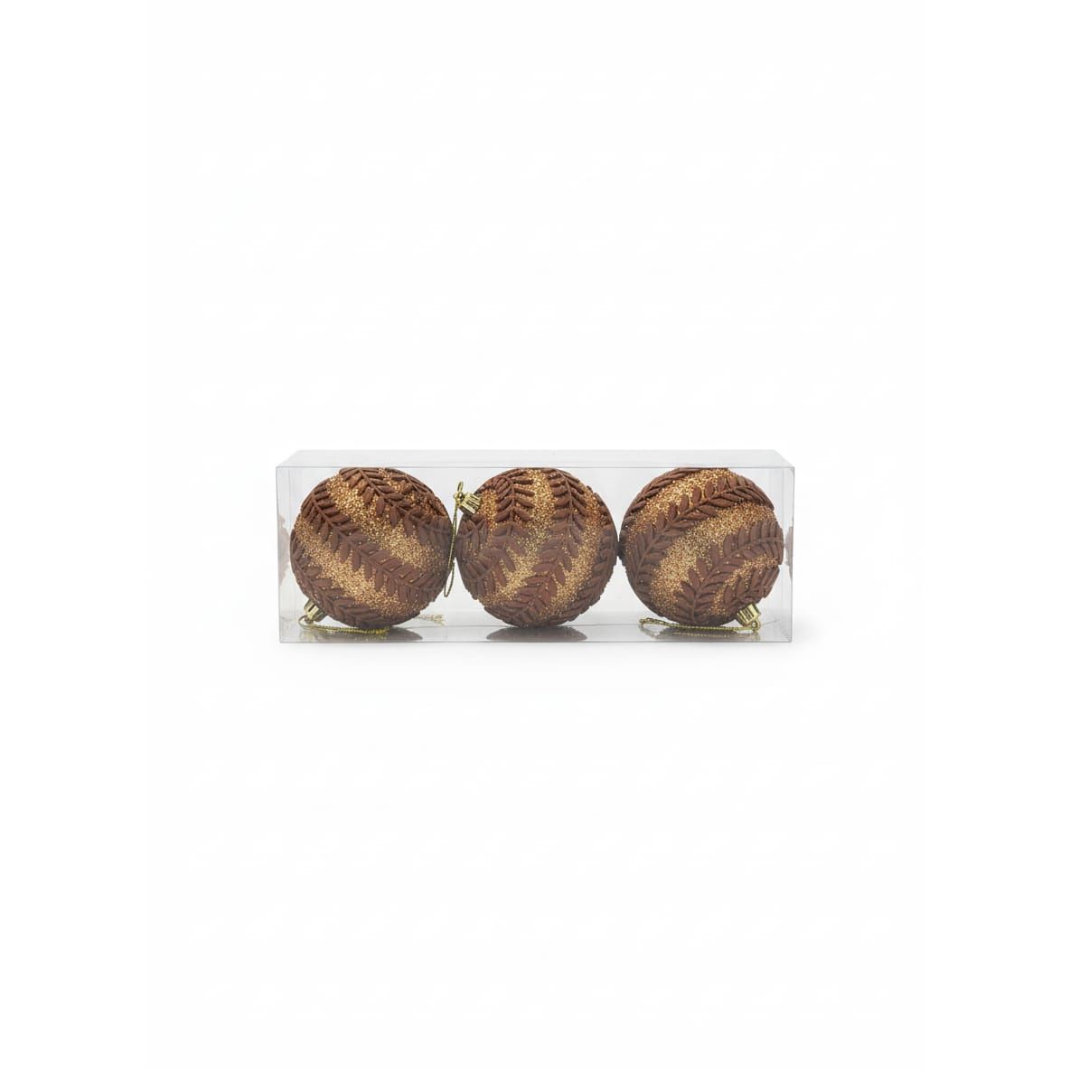AKDC 3 - Piece Brown Christmas Hanging Ball Décor Set – Elegant Leaf Pattern Ornaments for Tree Decoration - Al Kabayel Discount CentreAKDC 3 - Piece Brown Christmas Hanging Ball Décor Set – Elegant Leaf Pattern Ornaments for Tree DecorationHome Décor AccentsAKDCAl Kabayel Discount Centre