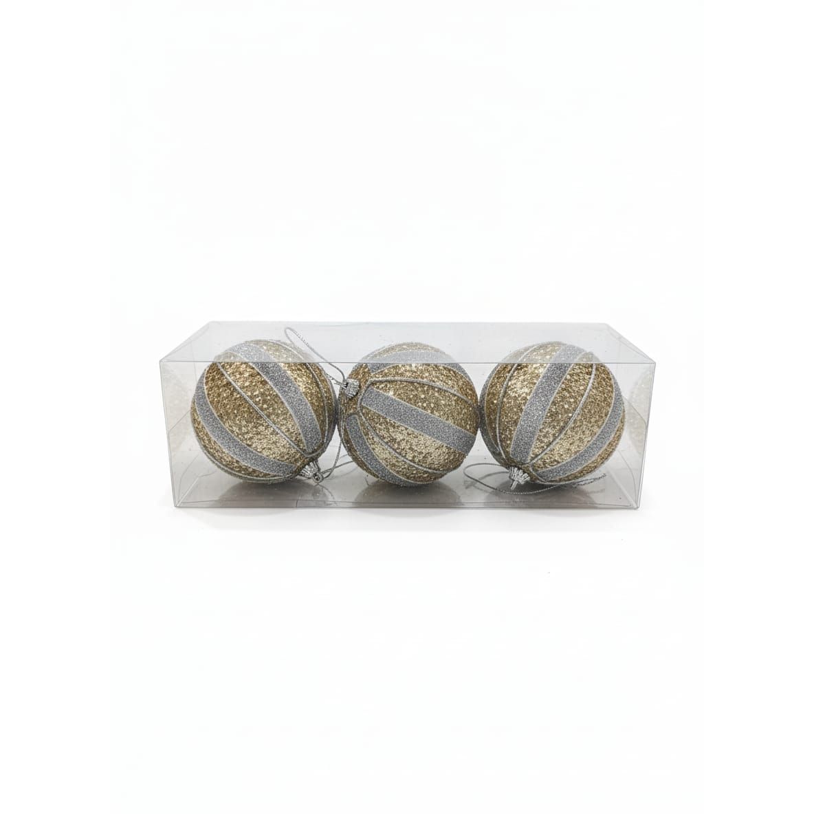 AKDC 3 - Piece Gold Christmas Hanging Ball Décor Set – Silver Glitter Finish Ornaments for Holiday Trees - Al Kabayel Discount CentreAKDC 3 - Piece Gold Christmas Hanging Ball Décor Set – Silver Glitter Finish Ornaments for Holiday TreesHome Décor AccentsAKDCAl Kabayel Discount Centre