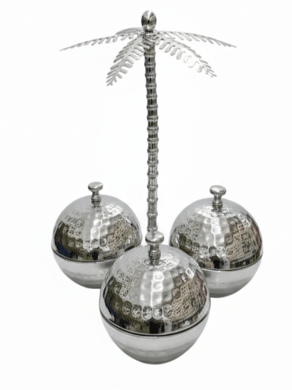 AKDC 3 - Section Metal Candy Bowl – Premium Silver Finish, Divided Serving Bowl for Snacks & Sweets, 30 cm - Al Kabayel Discount CentreAKDC 3 - Section Metal Candy Bowl – Premium Silver Finish, Divided Serving Bowl for Snacks & Sweets, 30 cmJars & Food SaversAKDCAl Kabayel Discount Centre