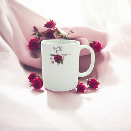 AKDC 400ML Mug Ceramic Rose Flower White Coffee Mug - Al Kabayel Discount CentreAKDC 400ML Mug Ceramic Rose Flower White Coffee MugMugsAKDCAl Kabayel Discount Centre