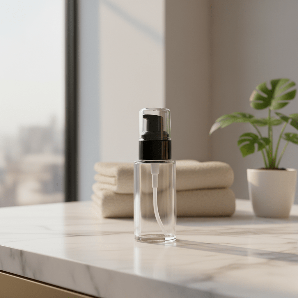 AKDC 40ml glass lotion bottle with black cap premium refillable cosmetic container skincare packaging - Al Kabayel Discount CentreAKDC 40ml glass lotion bottle with black cap premium refillable cosmetic container skincare packagingPerfume BottlesAKDCAl Kabayel Discount Centre