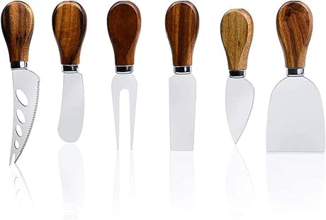 AKDC 6 - Piece Cheese Knives with Wooden Handle, Stainless Steel Cheese Slicer Cheese Cutter Cheese Fork, Cheese Spreading Knife Sets for Charcuterie Boards Cutlery Gift Set Kitchen Restaurant Use - Al Kabayel Discount CentreAKDC 6 - Piece Cheese Knives with Wooden Handle, Stainless Steel Cheese Slicer Cheese Cutter Cheese Fork, Cheese Spreading Knife Sets for Charcuterie Boards Cutlery Gift Set Kitchen Restaurant UseKitchen Utensils & GadgetsAKDCAl Kabayel Discount Centre