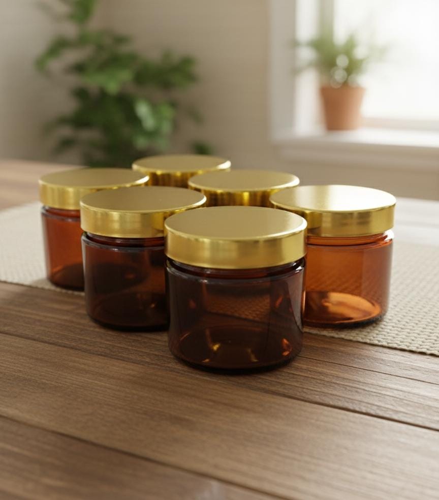 AKDC 6 - Piece Plastic PET Jar Set – 200ml Each, Brown with Gold Lid, Ideal for Spices, Dry Fruits & Snacks - Al Kabayel Discount CentreAKDC 6 - Piece Plastic PET Jar Set – 200ml Each, Brown with Gold Lid, Ideal for Spices, Dry Fruits & SnacksOrganizers & AccessoriesAKDCAl Kabayel Discount Centre