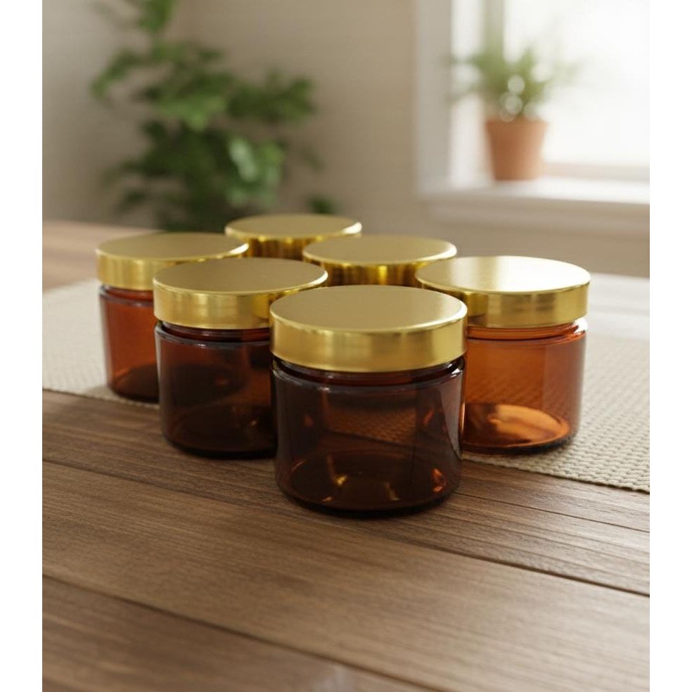 AKDC 6 - Piece Plastic PET Jar Set – 200ml Each, Brown with Gold Lid, Ideal for Spices, Dry Fruits & Snacks - Al Kabayel Discount CentreAKDC 6 - Piece Plastic PET Jar Set – 200ml Each, Brown with Gold Lid, Ideal for Spices, Dry Fruits & SnacksOrganizers & AccessoriesAKDCAl Kabayel Discount Centre