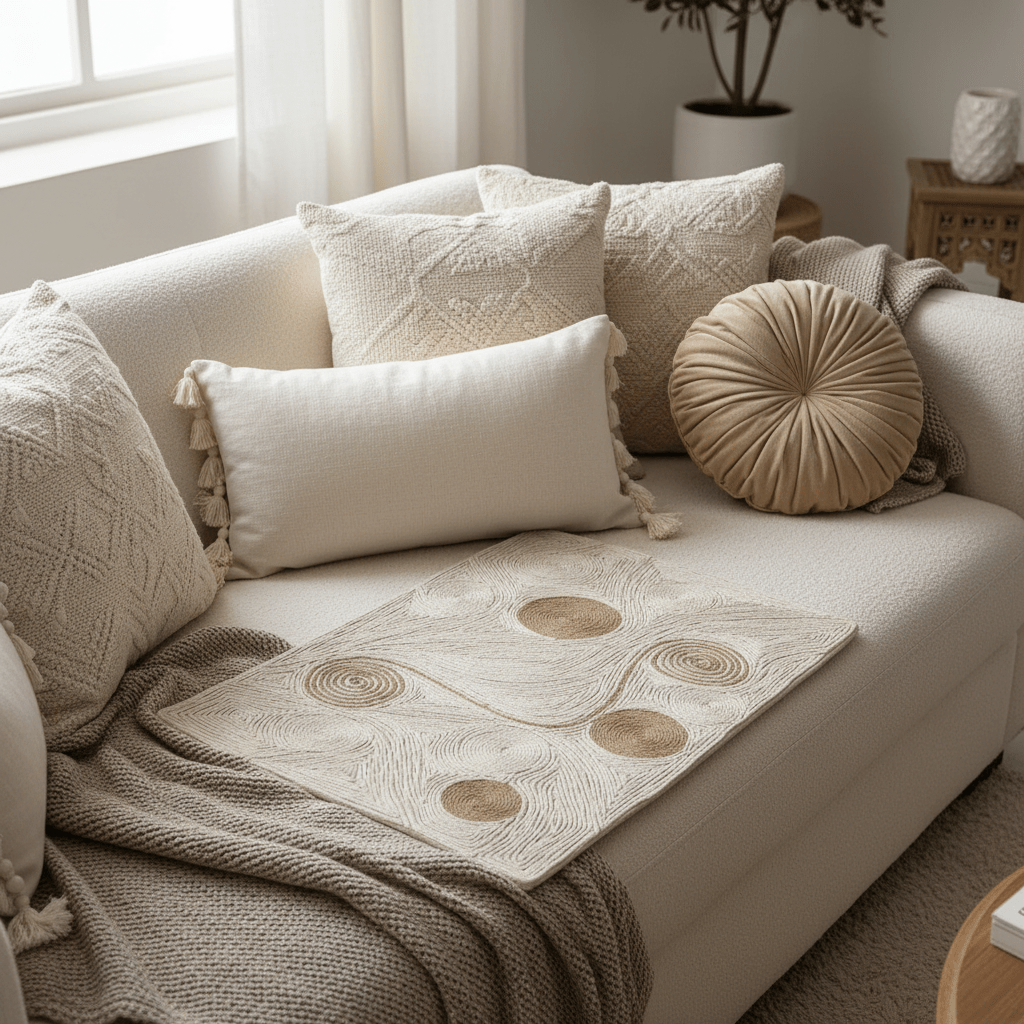 AKDC 60 x 40 cm Rectangular Cushion Cover – Beige Decorative Pillow Cover with Textured Abstract Swirl Design for Sofa Couch and Bedroom - Al Kabayel Discount CentreAKDC 60 x 40 cm Rectangular Cushion Cover – Beige Decorative Pillow Cover with Textured Abstract Swirl Design for Sofa Couch and BedroomFloor Pillows & CushionsAKDCAl Kabayel Discount Centre