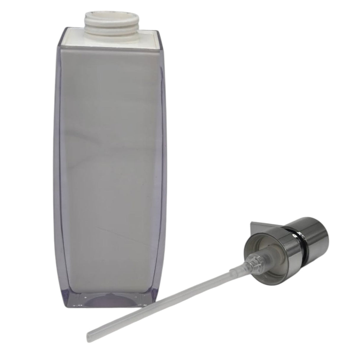 AKDC Acrylic Plastic Hand Soap Dispenser with Easy - to - Press Pump - 350ML - White&Silver - Al Kabayel Discount CentreAKDC Acrylic Plastic Hand Soap Dispenser with Easy - to - Press Pump - 350ML - White&SilverHome Décor AccentsAKDCAl Kabayel Discount Centre