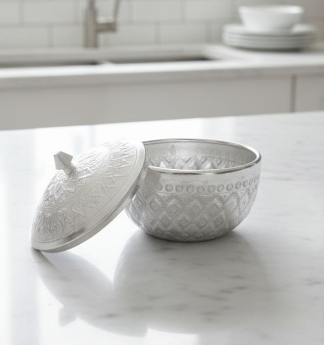 AKDC Aluminium Sugar Bowl – Classic Silver Design | 10 cm Elegant Kitchen Accessory - Al Kabayel Discount CentreAKDC Aluminium Sugar Bowl – Classic Silver Design | 10 cm Elegant Kitchen AccessoryBowlsAKDCAl Kabayel Discount Centre