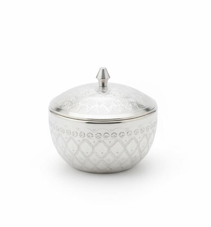 AKDC Aluminium Sugar Bowl – Classic Silver Design | 10 cm Elegant Kitchen Accessory - Al Kabayel Discount CentreAKDC Aluminium Sugar Bowl – Classic Silver Design | 10 cm Elegant Kitchen AccessoryBowlsAKDCAl Kabayel Discount Centre