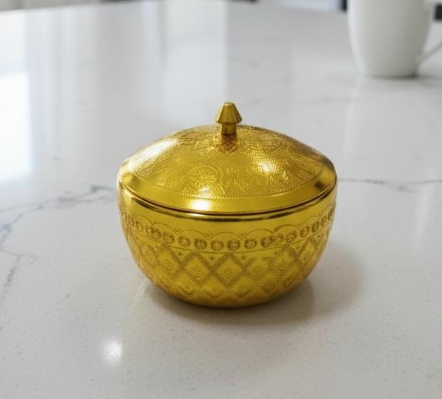 AKDC Aluminium Sugar Bowl – Royal Gold Finish | 10 cm Premium Table Decor - Al Kabayel Discount CentreAKDC Aluminium Sugar Bowl – Royal Gold Finish | 10 cm Premium Table DecorBowlsAKDCAl Kabayel Discount Centre