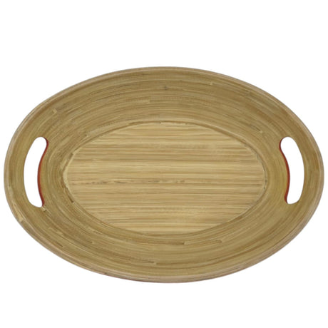 AKDC Bamboo Oval Shape Serving Tray With Handle - 33cmX24cmX5cm - Red&Bamboo - Al Kabayel Discount CentreAKDC Bamboo Oval Shape Serving Tray With Handle - 33cmX24cmX5cm - Red&BambooServing TraysAKDCAl Kabayel Discount Centre