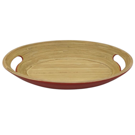 AKDC Bamboo Oval Shape Serving Tray With Handle - 33cmX24cmX5cm - Red&Bamboo - Al Kabayel Discount CentreAKDC Bamboo Oval Shape Serving Tray With Handle - 33cmX24cmX5cm - Red&BambooServing TraysAKDCAl Kabayel Discount Centre