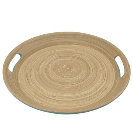 AKDC Bamboo Round Tray With Handles, Tea & Coffee Table Decorative Serving Tray Food Storage Platters for Serving Beverages Living Room Home Dining Table - 30cmX4cm - Green&Bamboo - Al Kabayel Discount CentreAKDC Bamboo Round Tray With Handles, Tea & Coffee Table Decorative Serving Tray Food Storage Platters for Serving Beverages Living Room Home Dining Table - 30cmX4cm - Green&BambooServing TraysAKDCAl Kabayel Discount Centre