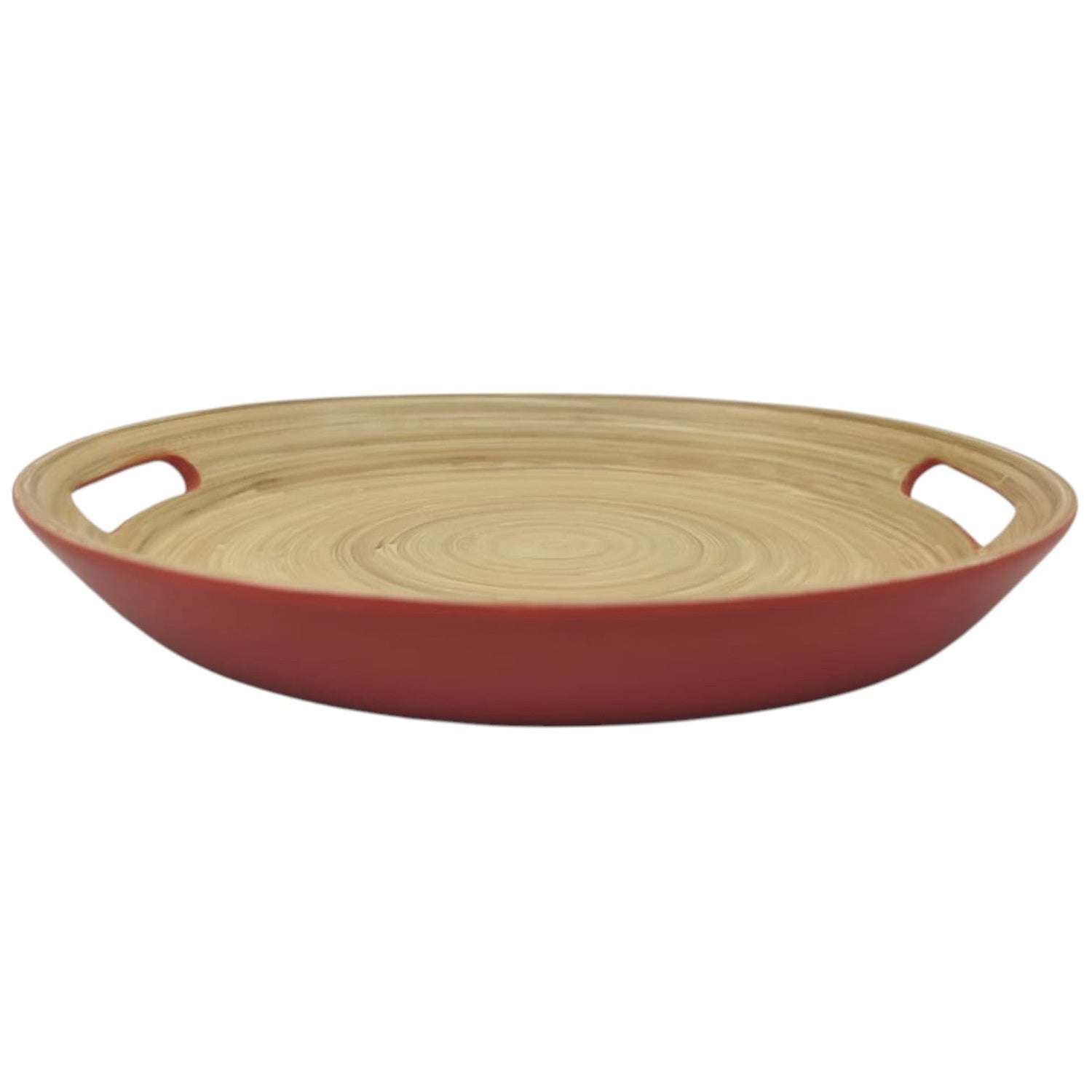 AKDC Bamboo Round Tray With Handles, Tea & Coffee Table Decorative Serving Tray Food Storage Platters for Serving Beverages Living Room Home Dining Table - 30cmX4cm - Red&Bamboo - Al Kabayel Discount CentreAKDC Bamboo Round Tray With Handles, Tea & Coffee Table Decorative Serving Tray Food Storage Platters for Serving Beverages Living Room Home Dining Table - 30cmX4cm - Red&BambooServing TraysAKDCAl Kabayel Discount Centre