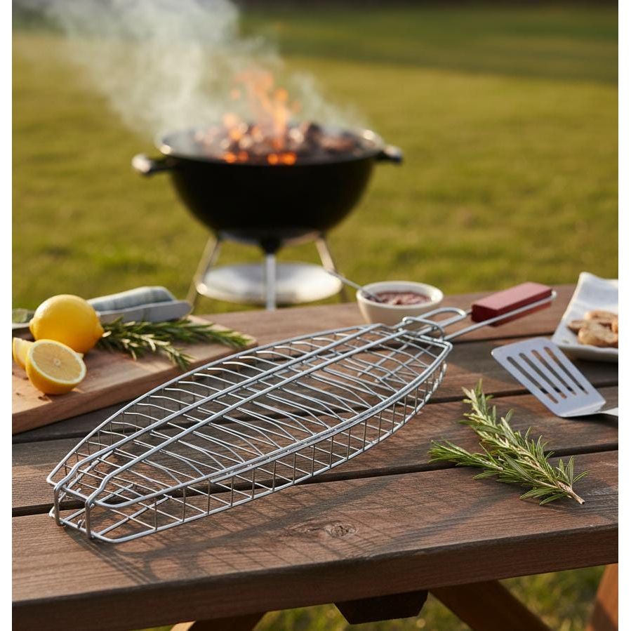 AKDC BBQ Oval Fish Grill 32 × 19 cm – Stainless Steel Folding Basket for Grilling Fish, Meat & Vegetables - Al Kabayel Discount CentreAKDC BBQ Oval Fish Grill 32 × 19 cm – Stainless Steel Folding Basket for Grilling Fish, Meat & VegetablesBBQ Grills & Fire PitsAKDCAl Kabayel Discount Centre