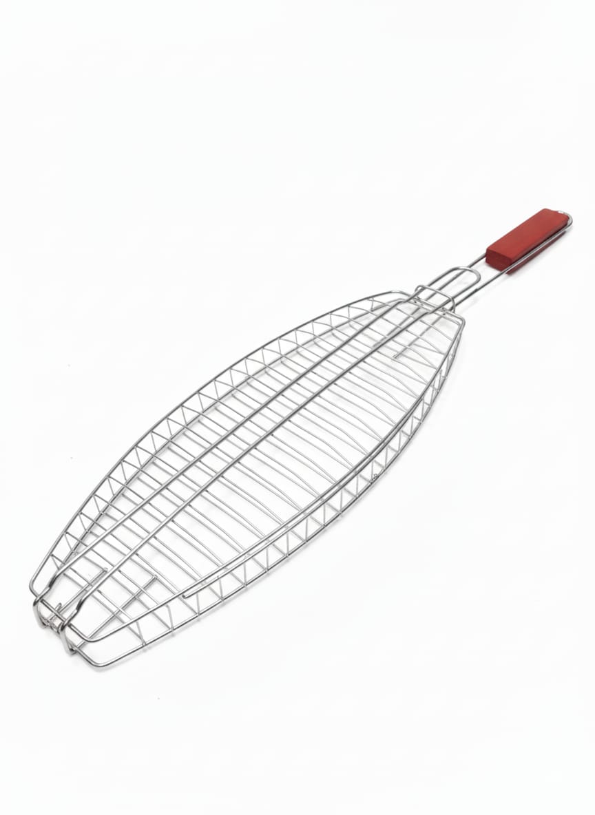AKDC BBQ Oval Fish Grill 32 × 19 cm – Stainless Steel Folding Basket for Grilling Fish, Meat & Vegetables - Al Kabayel Discount CentreAKDC BBQ Oval Fish Grill 32 × 19 cm – Stainless Steel Folding Basket for Grilling Fish, Meat & VegetablesBBQ Grills & Fire PitsAKDCAl Kabayel Discount Centre