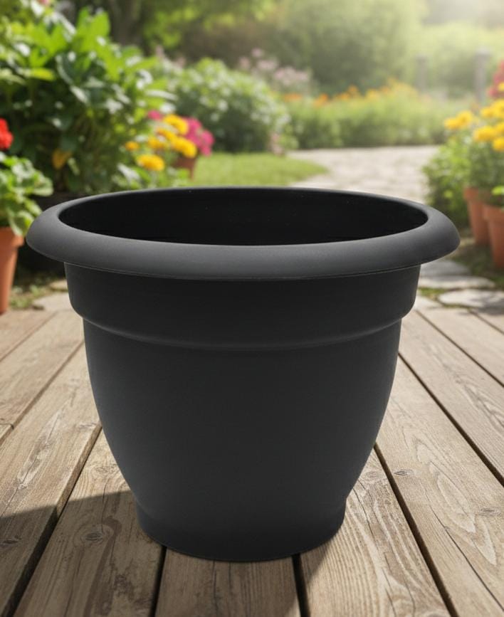 AKDC Black Wide Plastic Plant Pot – Heavy - Duty Large Planter – 33×26 cm - Al Kabayel Discount CentreAKDC Black Wide Plastic Plant Pot – Heavy - Duty Large Planter – 33×26 cmFlower/Plant PotsAKDCAl Kabayel Discount Centre