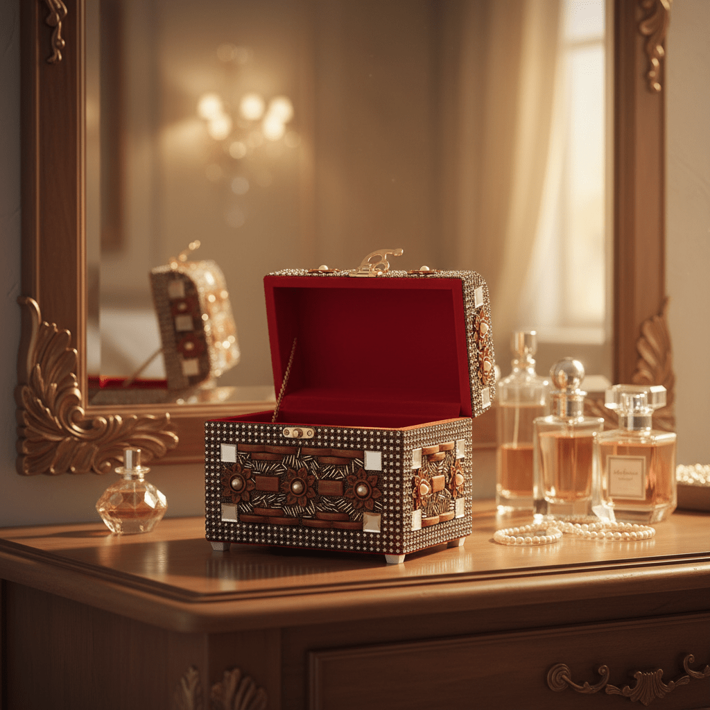 AKDC Brown and Black Wooden Jewellery Box with Classic Antique Brass Latch, Storage Organizer (7 inch) - Al Kabayel Discount CentreAKDC Brown and Black Wooden Jewellery Box with Classic Antique Brass Latch, Storage Organizer (7 inch)Organizers & AccessoriesAKDCAl Kabayel Discount Centre