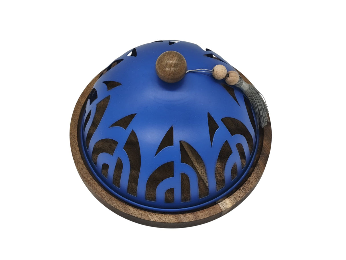 AKDC Cake Tray with Wooden Base and Metal Lid 23cm*15cm, Blue - Al Kabayel Discount CentreAKDC Cake Tray with Wooden Base and Metal Lid 23cm*15cm, BlueServeware SetsAKDCAl Kabayel Discount Centre